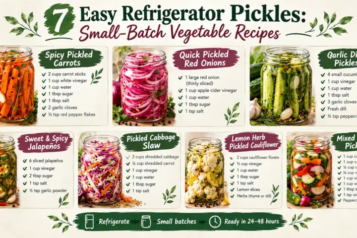 7 Easy Refrigerator Pickles: Small-Batch Vegetable Recipes