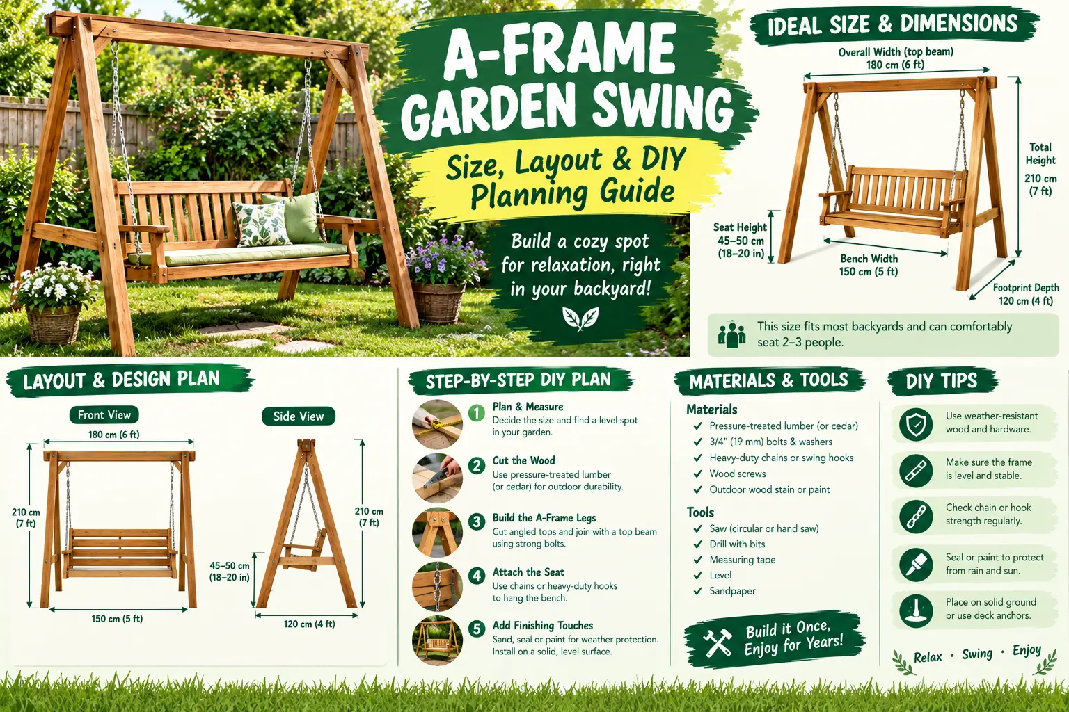 A-Frame Garden Swing: Size, Layout & DIY Planning Guide