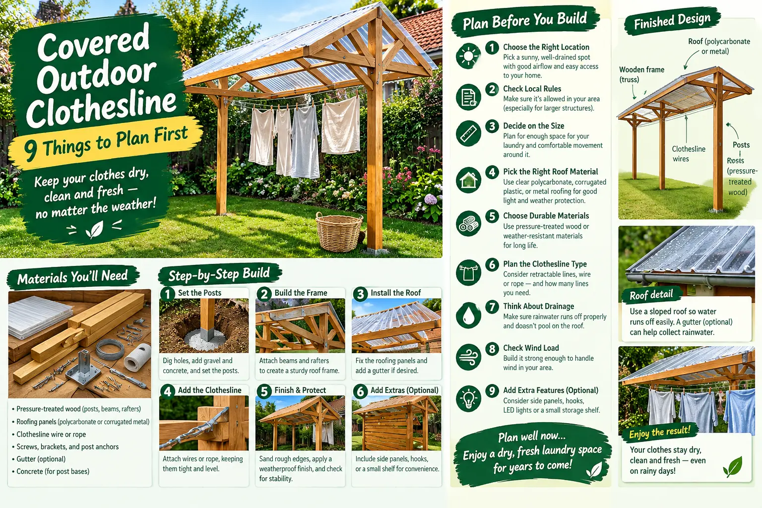 Covered Outdoor Clothesline: 9 Things to Plan First
