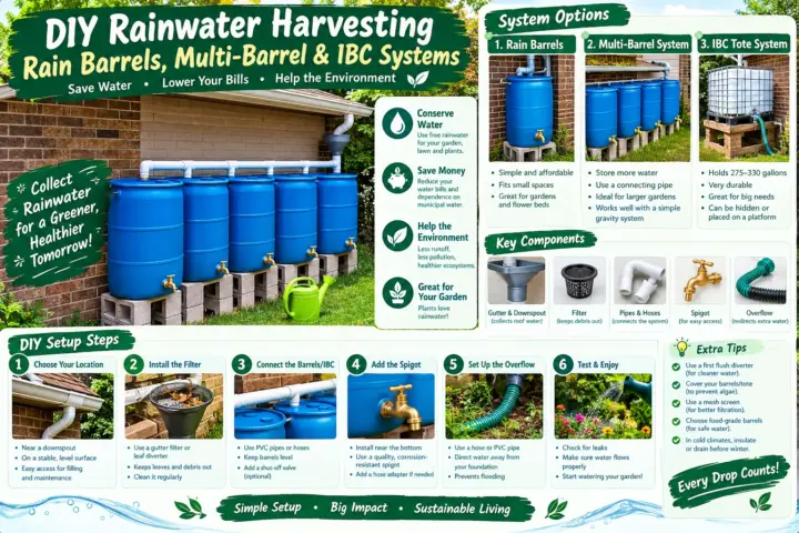 DIY Rainwater Harvesting: Rain Barrels, Multi-Barrel & IBC Systems