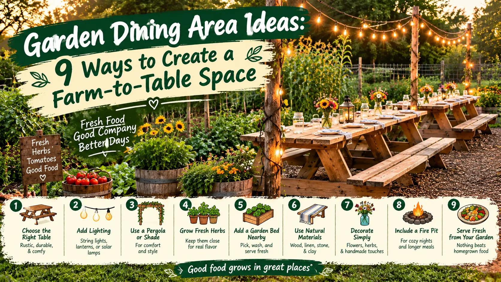 Garden Dining Area Ideas: 9 Ways to Create a Farm-to-Table Space