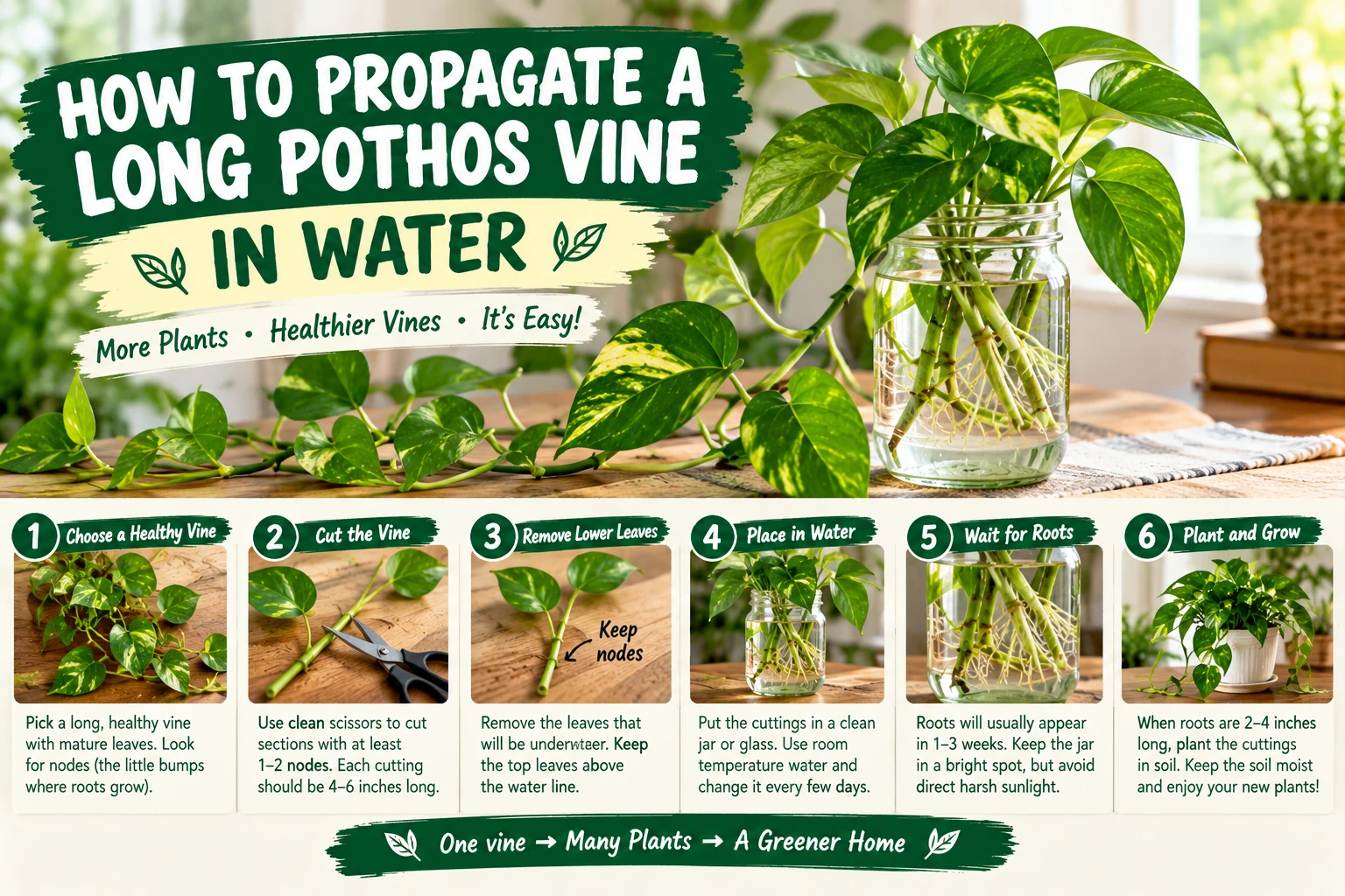 How to Propagate a Long Pothos Vine in Water