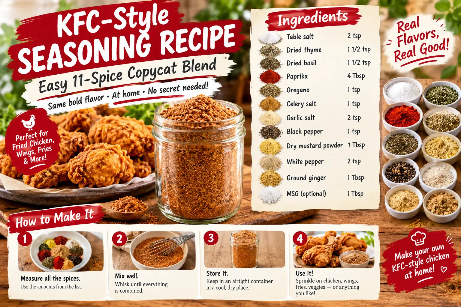KFC-Style Seasoning Recipe: Easy 11-Spice Copycat Blend