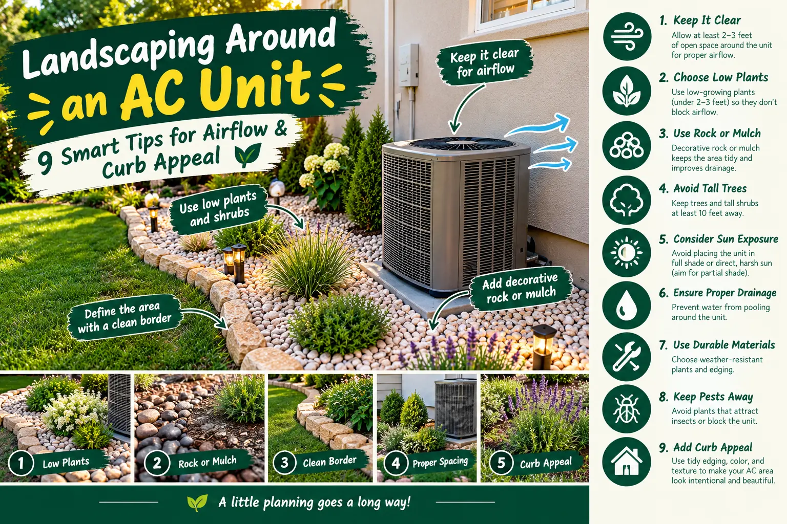 Landscaping Around an AC Unit: 9 Smart Tips for Airflow & Curb Appeal