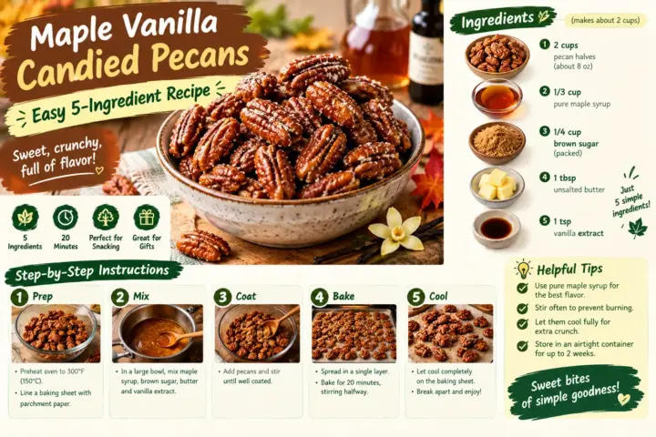 Maple Vanilla Candied Pecans: Easy 5-Ingredient Recipe