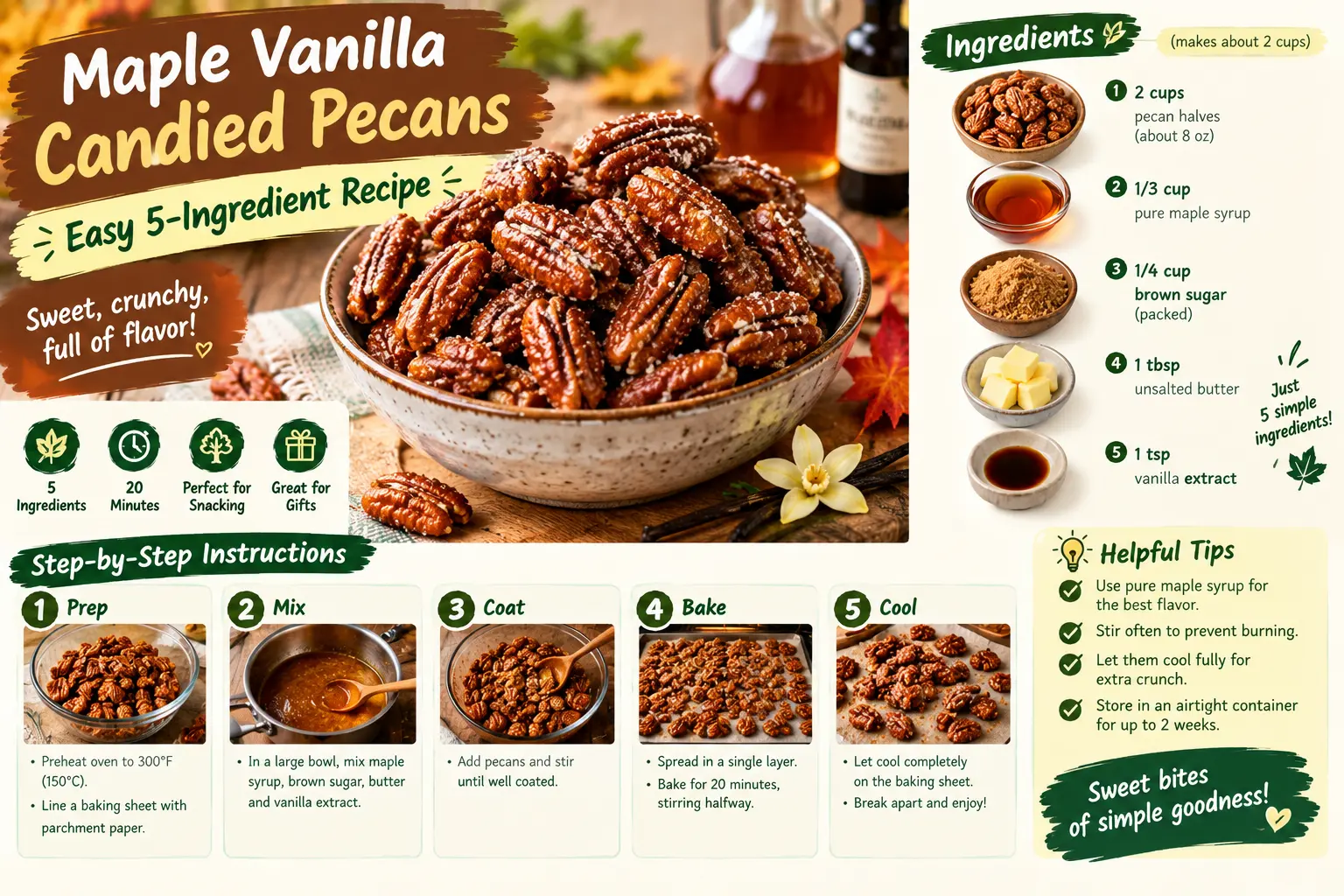 Maple Vanilla Candied Pecans: Easy 5-Ingredient Recipe