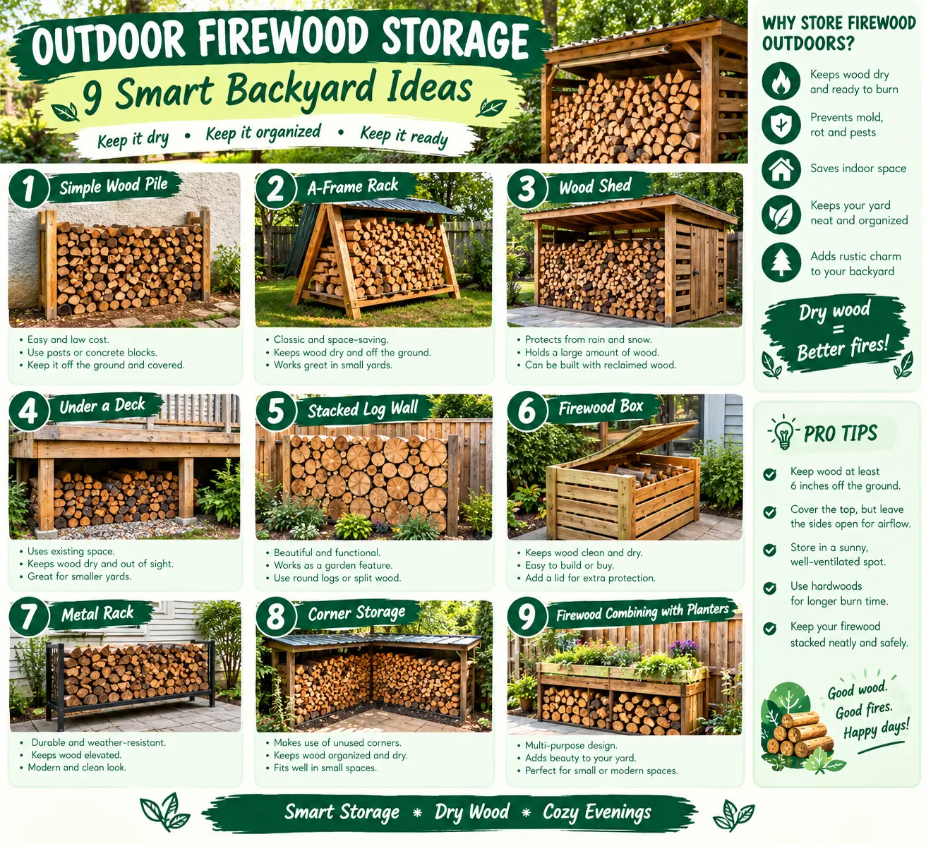 Outdoor Firewood Storage: 9 Smart Backyard Ideas